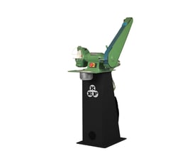 Scantool SLIBETTE 8NBX dobbeltsliber med bord og vandkop, fremstillet i grøn metal med sort stativ og ventilation.