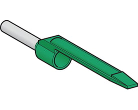 Schneider Electric ledningsafslut til 0,25mm2 ledninger i grøn farve med hvid isoleret ende.
