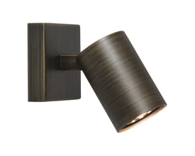 Astro Lighting Ascoli Single spot i bronze med cylindrisk, kipbart lampehoved og firkantet vægbeslag.