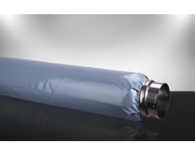 Fleksibel lyddæmper AKUP i grå Alu./PP materiale med muffetilslutning, Ø100mm og L: 600mm.