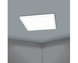 EGLO Rovito-Z loftpanel monteret i et mørkegråt rum på et gråt loft, vist i et hjørne.