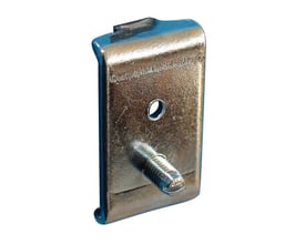 Maskinfabrikken Universal enkel monteringsplade med et hul og en skrue, fremstillet af metal.