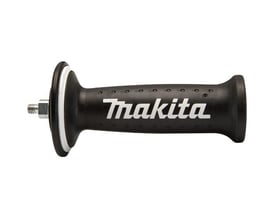 Makita antivibrationsgreb i sort gummi med hvidt logo og 8mm gevind, isoleret på hvid baggrund.