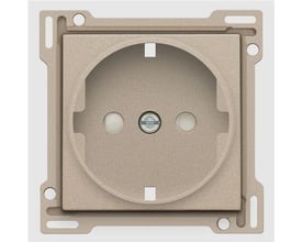 Niko afdækning til schuko stikkontakt i champagnefarve med synlig pillesikring og skrue for montering.