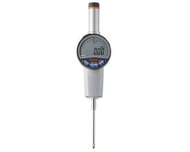 Digitalt måleur fra Mitutoyo med et stort LCD-display, der viser 0.00 mm, med knapper til mode, zero/set og datafunktion.