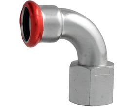 Unico forzinket overgangsbøjning 90 grader med 22mm press-ende og 3/4" indvendigt gevind.