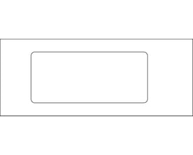 Skematisk tegning af Hager Opus stik installationskanal lågudsnit med rektangulær åbning.