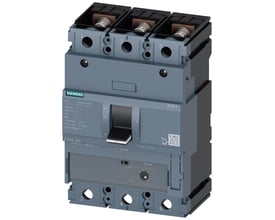 Siemens 3-polet maksimalafbryder 3VA1 i grå og sort, med mærkat '250A' og 'TM120M', perfekt til starterbeskyttelse af elmotorer.