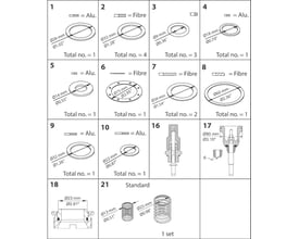 Oversigt over reservedele til Danfoss PMFL ventil i størrelse 80-4, inkluderer pakninger og komponenter markeret med dimensioner og materialer.