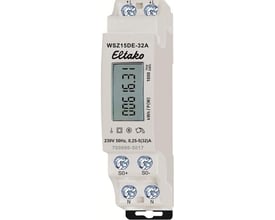 Eltako WSZ15DE-32A digital elmåler til DIN-skinne med display og synlige tilslutningsklemmer, 1-faset og 32 A.