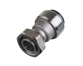 Roth målerkobling i rustfrit stål med en 22mm udvendig diameter og 3/4" gevind, vist på hvid baggrund.