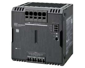 Omron S8VK-WB96024 3-faset strømforsyning med 24VDC, 40A og 960W, sort metalhus med synlige terminaler og mærkater.