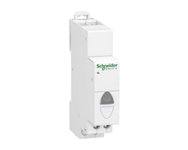 Schneider Electric Acti9 signallampe iIL i hvid, set fra siden, uden tændt lys, 18mm bred.