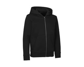 ID Identity hætte sweat cardigan i sort til børn i størrelse 12/14 år med lynlås og kængurulomme.