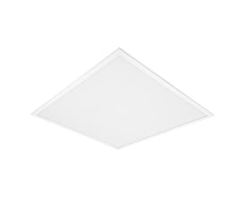 Ledvance Panel Comfort DALI 600x600mm hvidt LED-panel med en UGR19 mikroprismatisk diffusor isoleret på en hvid baggrund.