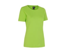 Dame T-shirt i limegrøn fra ID Identity, let figursyet i blød antipilling interlock-kvalitet med rund halsudskæring.