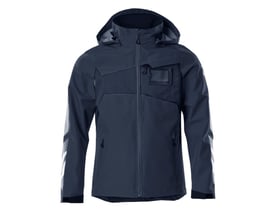 Vandtæt Mascot Accelerate skaljakke i marineblå, med CORDURA®-forstærkninger og ID-lomme foran på brystet.