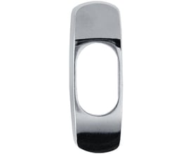 Assa Abloy cylinderring 412155 på 18 mm med aflang oval åbning og blank, sølvfarvet overflade set forfra.
