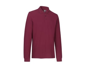 ID Identity poloshirt i bordeaux med lange ærmer og tone i tone knapper, str. XL.