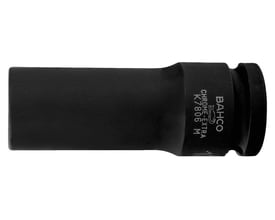 Bahco lang krafttop i sort, set fra en anden vinkel, med 1/2" firkant og 24 mm størrelse, fremhæver den slidstærke overflade.