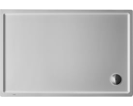 Duravit Starck rektangulært brusekar i størrelsen 120x80 cm, set ovenfra med afløb i hjørnet.