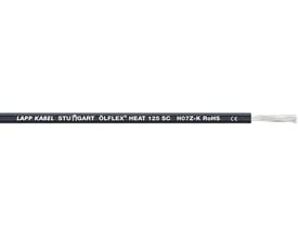 Nærbillede af sort Lapp Ölflex Heat 125 SC 1x70mm² kabel med tydelig mærkning og kobberledere.