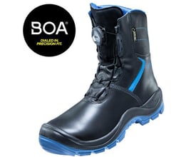 Atlas sikkerhedsstøvlet GTX 985 XP Thermo i sort med blå detaljer, str. 42, med BOA Fit System og GORE-TEX membran.