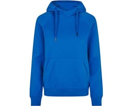 ID Identity dame hættesweatshirt i azurblå, XL, med kængurulomme og snøre i hætten.