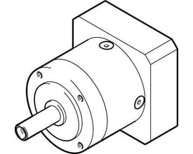 Festo gearkasse EMGA-60-P-G3-SAS-70 med 60mm flange, 70mm motorflange og 3:1 gearudveksling.
