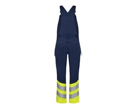 Engel overall 3546-314 i størrelse 80, med blå baggrund og gule reflekser nederst på benene.