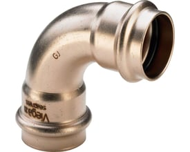 Viega 54 mm Seapress presbøjning, 90 grader, fremstillet af CuNi10Fe1,6Mn legering for havvandsapplikationer.