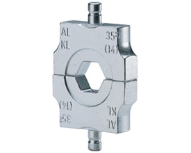 Klauke presseindsats HA 4, 35 mm², fremstillet af metal, med indgraveret tekst 'AL KL' og '35 (14)' på begge sider.