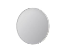 Sanibell Proline rundt spejl med en diameter på 80 cm og en mat hvid aluramme, vist fra forsiden.
