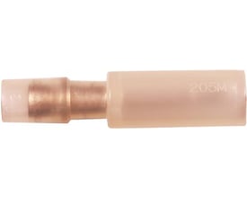 Elpress A0802HA isoleret rund forlængerstik i klar polyamid med messing/kobber leder til 0,25-0,75mm² ledning.