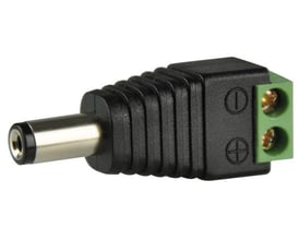 Abus strømforsyning CCTV med 3A udgang, viser DC-stikket og skrueterminalerne.