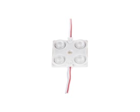 Vandtæt LED modul fra V-TAC med 4 lysdioder og hvidt hus, forbundet med 12V DC kabler.