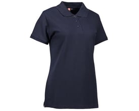 Mørkeblå ID Identity poloshirt til damer i piquékvalitet med stretch og tre tone i tone-knapper ved stolpen.