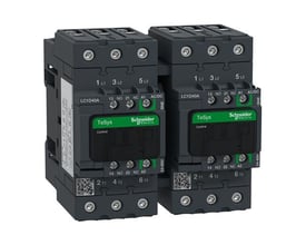 Schneider Electric TeSys kontaktor for revers, LC1D40A, 3-polet, 40A og 24-60V AC/DC, vist fra siden med to enheder sammen.