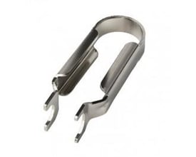 VSH demontageværktøj til 10 mm Tectite fittings, lavet af rustfrit stål med et U-formet design og to gaffelformede ender.