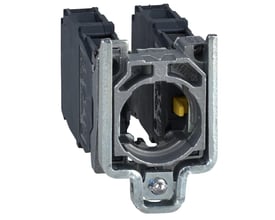 Schneider Electric controller krop med 4 retninger (4NO) og metalramme, visende monteringsmekanismen.