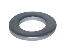 BOSSARD M16 skive form A, varmgalvaniseret stål, vist fra siden med markeret 'A' indeni hullet.