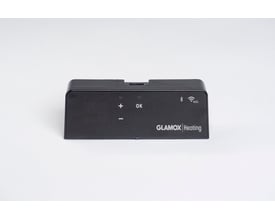 Glamox Termostat WT3 WiFi i sort med betjeningsknapper og WiFi-symbol, kompatibel med 230/400V til H40/H60.
