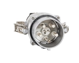 CEE stik 400A 6h IP67 3P+N+PE med synlige metalkontakter og aluminiumshus, der viser 5 poler.