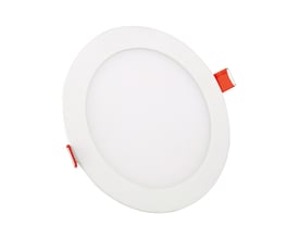Rundt, hvidt V-TAC LED-indbygningspanel på 18 W med CCT 3-i-1 og røde monteringsclips.
