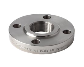 Gevindflange i rustfrit stål, DN15 1/2" PN40, med fire boltehuller og indvendigt gevind, fremstillet i stålkvalitet 4404.