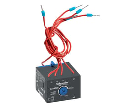 Schneider Electric TeSys K elektronisk tidsforzinkelsesblok LA2KT2E med 1CO kontakt, 24-48V AC/DC og 1-30 sekunders forsinkelse.