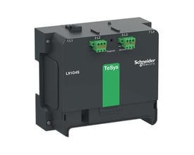 Schneider Electric kontrolmodul LX1G4S til 4-polet TeSys Giga kontaktor, 200-500V AC/DC, med grøn TeSys-logo og tydelige terminaler.