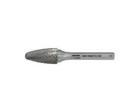 Norton BDX-hårdmetalfræser i form F, 7 x 25 x 70 mm, med riflet fræsehoved og lige skaft, set fra siden.