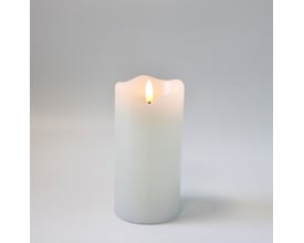 Et enkelt hvidt LED bloklys fra LEDlife med flammeeffekt, præsenteret på en ren hvid baggrund.