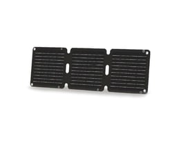 Zmartgear 21W solpanel i sort, foldbart design med tre sektioner, vist fra et let vinklet perspektiv.